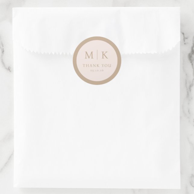 Eleganter Beige Minimalist Danke Sticker (Tasche)
