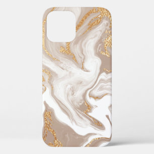 Eleganter beiger Flüssig-Marmor mit goldenem Glitt Case-Mate iPhone Hülle