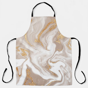 Eleganter beiger Flüssig-Marmor mit goldenem Glitt Schürze