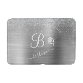 Eleganter benutzerdefinierter Monogram-Silver-Spar Badematte