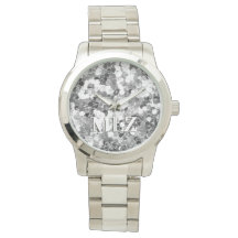 Eleganter, benutzerdefinierter Monogramm-Silver-Gl