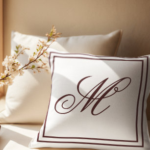 Eleganter, benutzerdefinierter Monogramm-Weißwurf Kissen