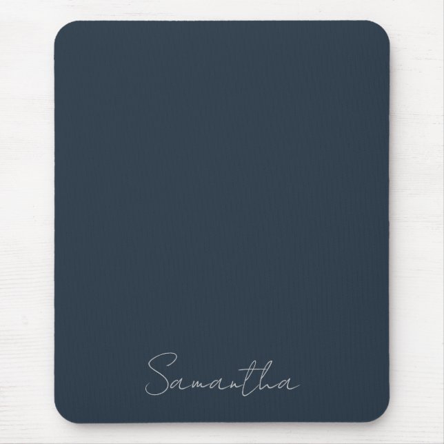 Eleganter benutzerdefinierter Name Dunkelblau Mousepad (Vorne)
