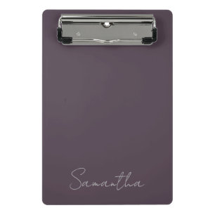 Eleganter benutzerdefinierter Name Lila Braungrau Mini Klemmbrett