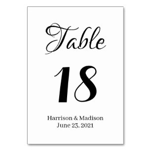 Eleganter, benutzerdefinierter Text mit schwarzem  Tischnummer