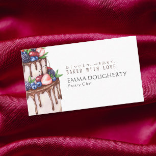 Eleganter Berry-Schokoladen-Kuchen-Pâtisserie-Chef Visitenkarte
