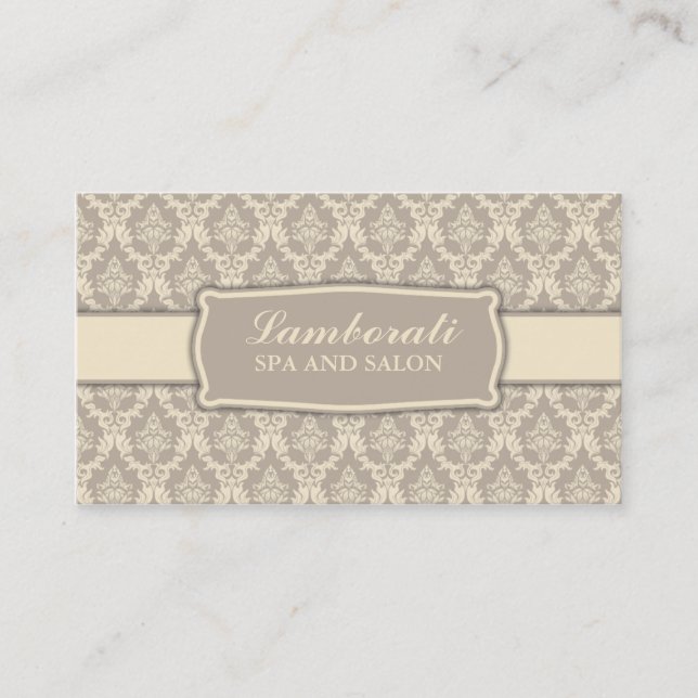 Eleganter Beruflicher Damask Innendekorator Visitenkarte (Vorderseite)