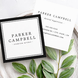 Eleganter beruflicher Minimalist an der schwarzen  Quadratische Visitenkarte