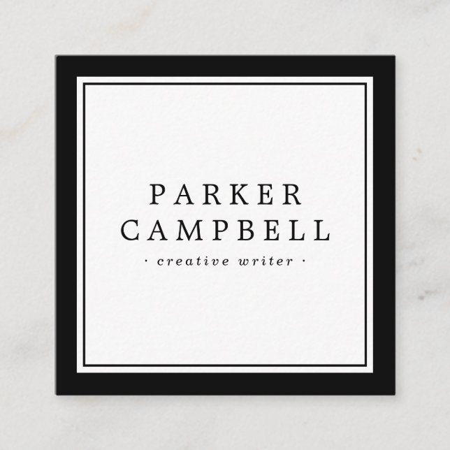 Eleganter beruflicher Minimalist an der schwarzen  Quadratische Visitenkarte (Vorderseite)