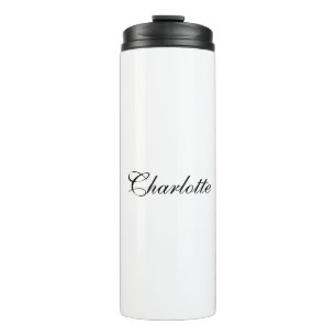 Eleganter Beruflicher Name Schlicht Schwarz-weiß Thermosbecher