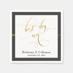 Eleganter Best Day Ever Dunkelster Grau & Gold Str Serviette