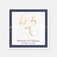 Eleganter Best Day Ever Navy Blue & Gold Streifen