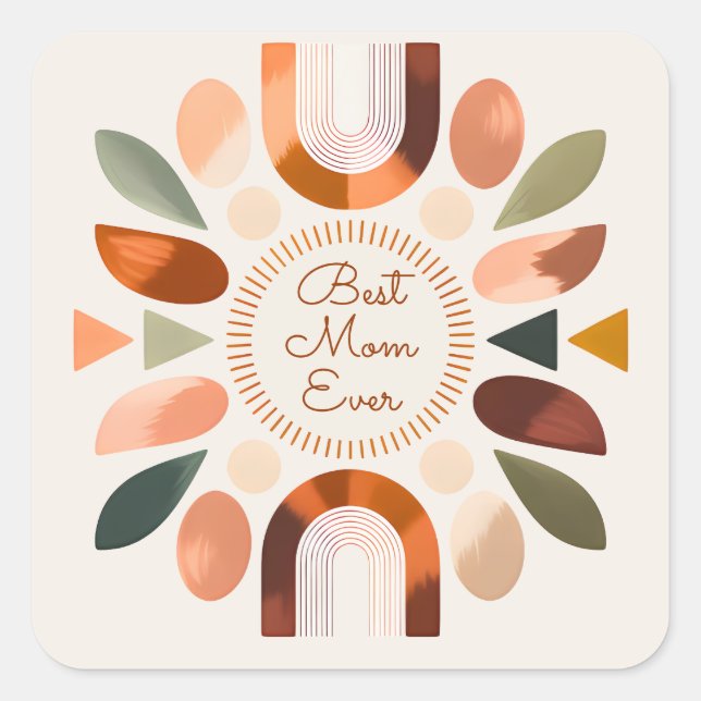 Eleganter Best Mom Ever Boho Aufkleber  (Vorderseite)