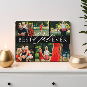 Eleganter bester Vater je fünf FotoCollage Schwarz Fotoplatte