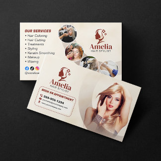 Eleganter Biege-Friseurstylisten-Salon-Make-up-Wax Visitenkarte