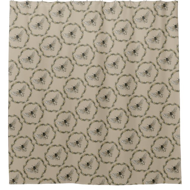 Eleganter Bienen-Druck-Duschvorhang Duschvorhang (Vorderseite)