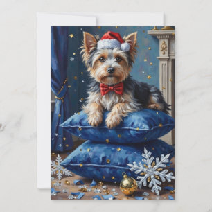 Eleganter Biewer Terrier Hund Samt Weihnachten