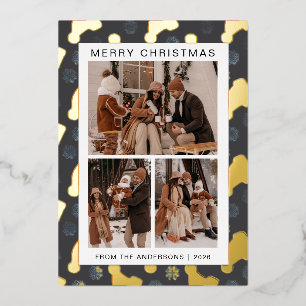 Eleganter Bilderrahmen Schnee Weihnachten Familie Folien Feiertagskarte