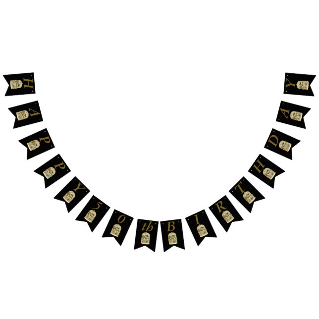 Eleganter Birthday Gold Weißer Vogelkäfig Schnee Wimpelkette (Alle)