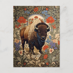 Eleganter Bison William Morris Inspiriert Postkarte
