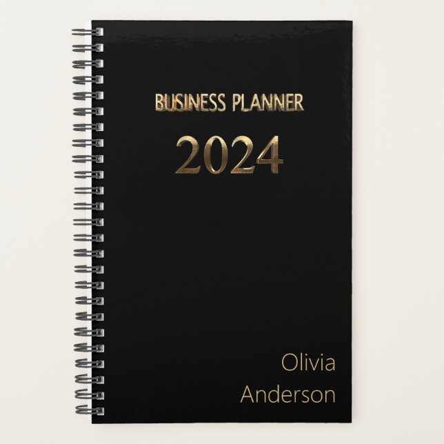 Eleganter Black and Gold Business Planner 2024 Planer (Vorderseite)