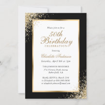 Eleganter Black and Gold Confetti 50. Geburtstag