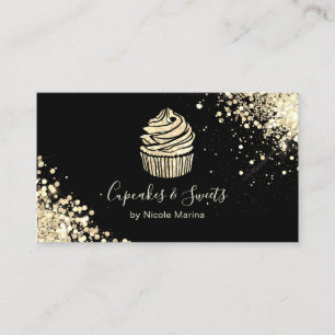 Eleganter Black and Gold Cupcake Bäckerei Konditor Visitenkarte