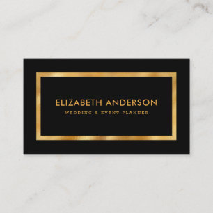 Eleganter Black and Gold Foil Hochzeitsplaner Visitenkarte