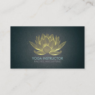 Eleganter Black and Gold Foil Lotus Yoga Instrukto Visitenkarte