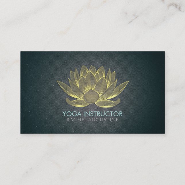 Eleganter Black and Gold Foil Lotus Yoga Instrukto Visitenkarte (Vorderseite)