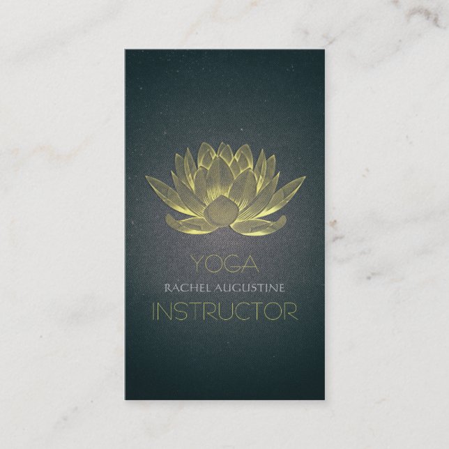 Eleganter Black and Gold Foil Lotus Yoga Instrukto Visitenkarte (Vorderseite)