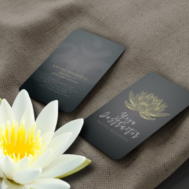 Eleganter Black and Gold Foil Lotus Yoga Instrukto Visitenkarte (Von Creator hochgeladen)