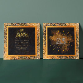 Eleganter Black and Gold Glitzer 85. Geburtstagspa Einladung