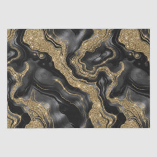 Eleganter Black and Gold Glitzer Agate Birthday Seidenpapier