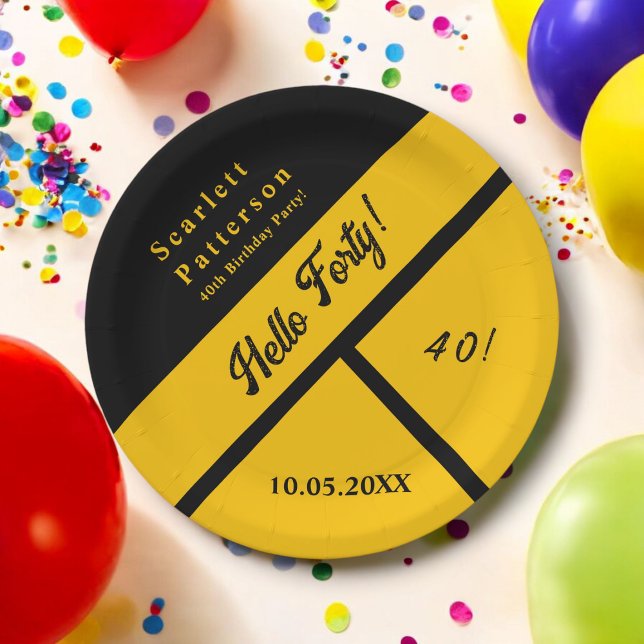 Eleganter Black and Gold Luxury Chic 40. Geburtsta Pappteller (Von Creator hochgeladen)