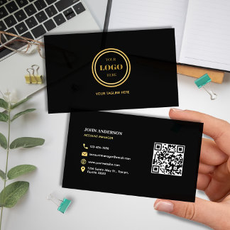 Eleganter Black and Gold QR Code Moderner Beruflic Visitenkarte