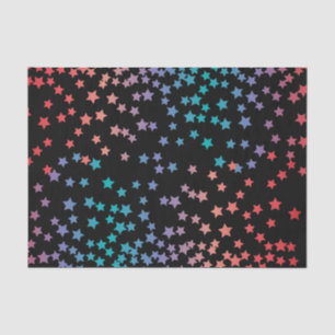 Eleganter Black and Rainbow Stars Starry Night Sky Seidenpapier