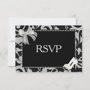 Eleganter Black and Silver Wedding RSVP
