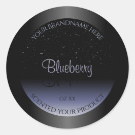 Eleganter Black Blue Gradient Product Labels Glitz Runder Aufkleber