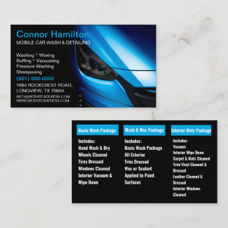 Eleganter Black Blue Mobile Auto Car Wash Detailin Visitenkarte