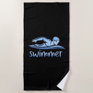 Eleganter Black Blue-Schwimmer, Schwimmbad Strandtuch
