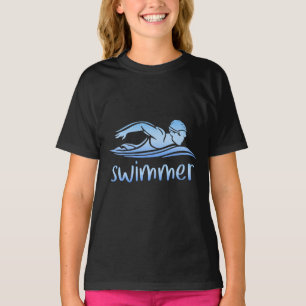 Eleganter Black Blue-Schwimmer, Schwimmbad T-Shirt