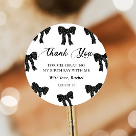 Eleganter Black Bow Geburtstagsticker Runder Aufkleber