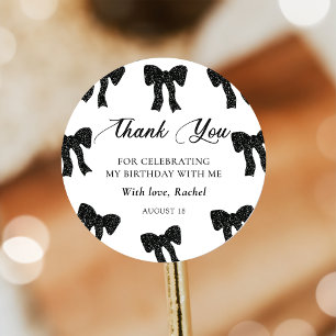Eleganter Black Bow Geburtstagsticker Runder Aufkleber