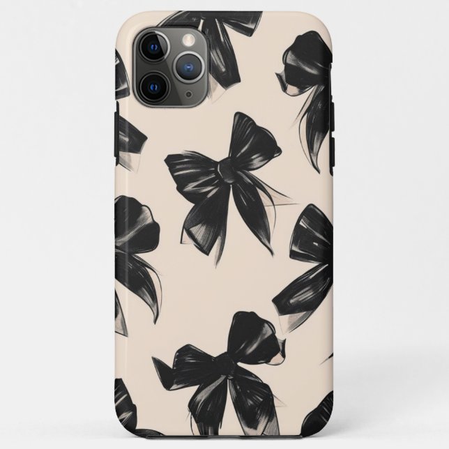 Eleganter Black Bow Muster iPhone Case (Rückseite)