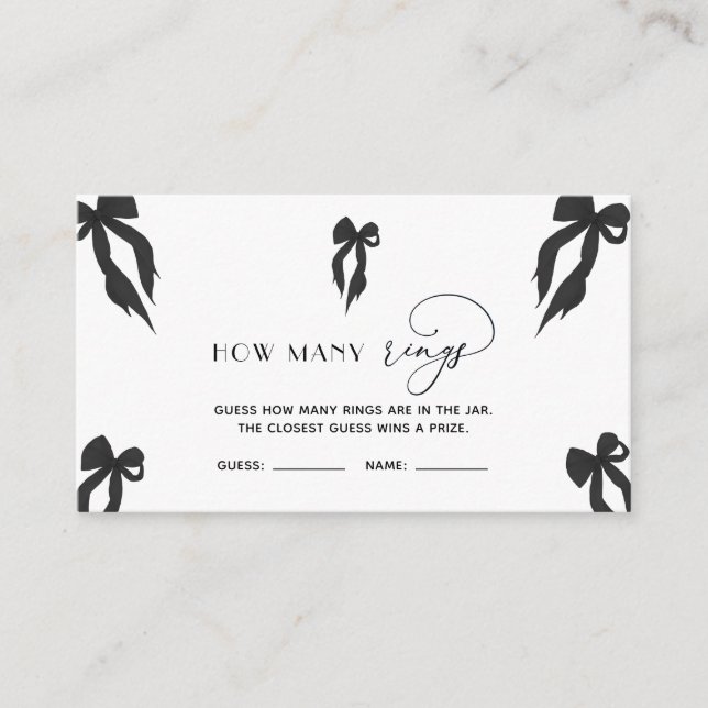 Eleganter Black Bow rät, wie Rings Game Begleitkarte (Vorderseite)