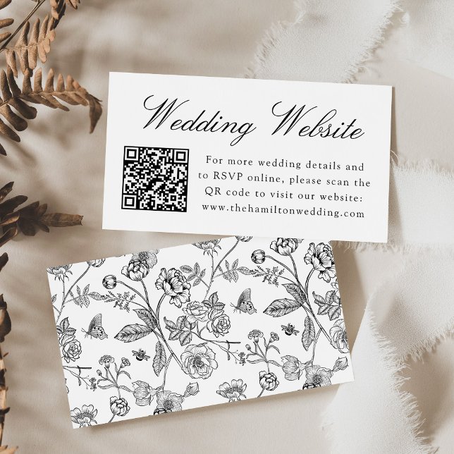 Eleganter Black Chinoiserie Wedding Website QR Cod Begleitkarte (Von Creator hochgeladen)