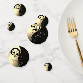Eleganter Black Damask ,Gold,Name der Liebe Konfetti