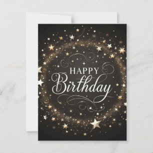Eleganter Black Glitzer Happy Birthday Postcard Postkarte