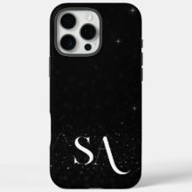Eleganter Black Glitzer Phone Case mit Initials